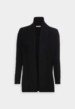 Anna Field RIBBED FOLD COLLAR - Strickjacke - Black