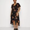WRAP DRESS HIGH LOW HEM - Freizeitkleid - Black