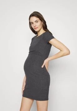 SHORT SLEEVES - Jerseykleid - Mottled Dark Grey