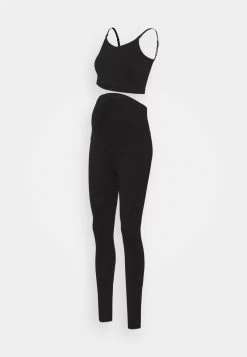 SET NURSING FUNCTION CROP TOP & LEGGINGS - Leggings - Hosen - Black